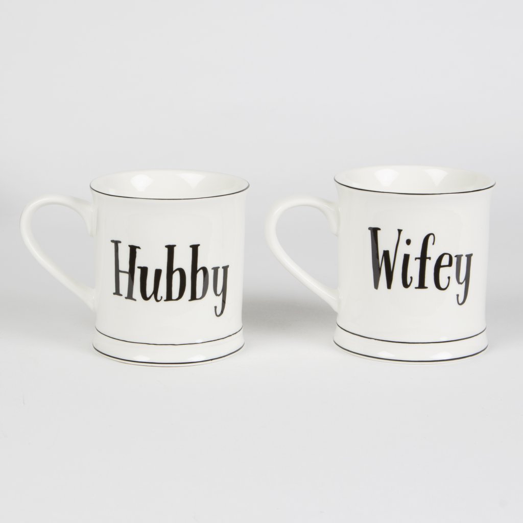 Sass & BelleWhite Wifey and Hubby Mugs - Set of 2 - Great Wedding Present for The Bride and Groom