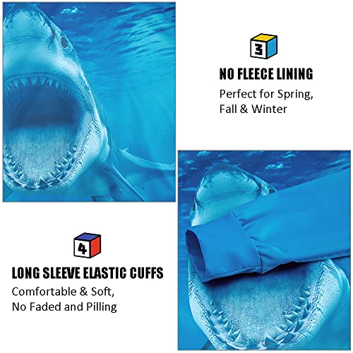 Uideazone Big Kids Boys Hooded Blue Shark Sweatshirts Size 13 Fashion 3D Print Long Sleeve Hoodie Star Hoody Pullover Jacket For School 12-14 Years #TOP4