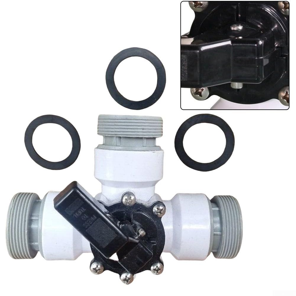 Válvula de bomba de piscina, macho izquierdo de 3 vías, apertura roscada hembra superior de 1.5 pulgadas, válvula de obturador direccional para control de flujo de agua, spa
