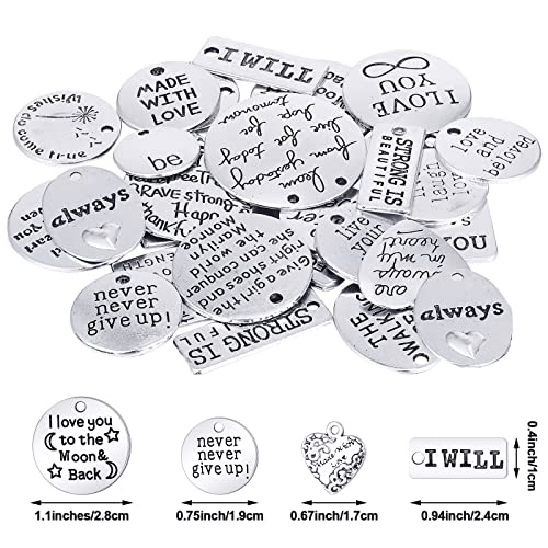 Hicarer 259 Pieces Inspirational Motivational Keychains Charms Bulk Keychains Inspirational Words Charms With Open Jump Rings Key Rings For Various Diy Necklaces, Bracelets #TOP1