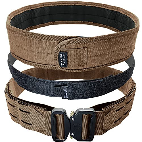 Bear Armz Tactical Battle Belt | Heavy Duty Nylon Belts | Molle Riggers Belt | American Company (Coyote Brown, M- Medium)