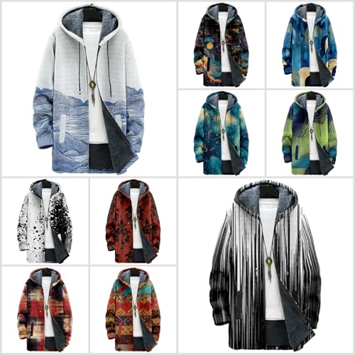 MARSVOVO Ethnic Retro Mens Hooded Cloak Cardigan Long Fleece Lined Slim Fitted Casual Warm Outwear Jacket with Pockets4
