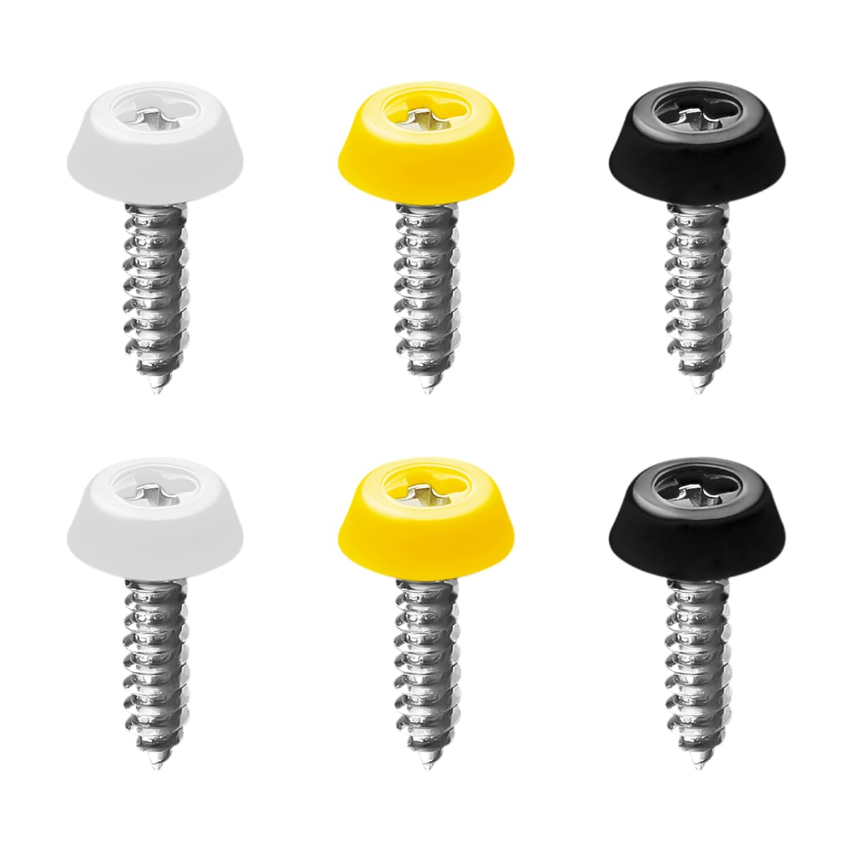– 6 Pcs Number Plate Screws Kit - Rustproof Oversized Plastic Top Bolts, MOT Compliant, Secure Fit for Cars, Motorbikes and Vans
