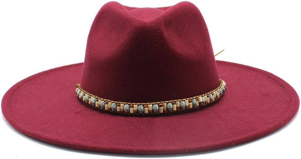 Western Felt Cowboy Hat, White, Turquoise Beaded Band, Wide Brim
