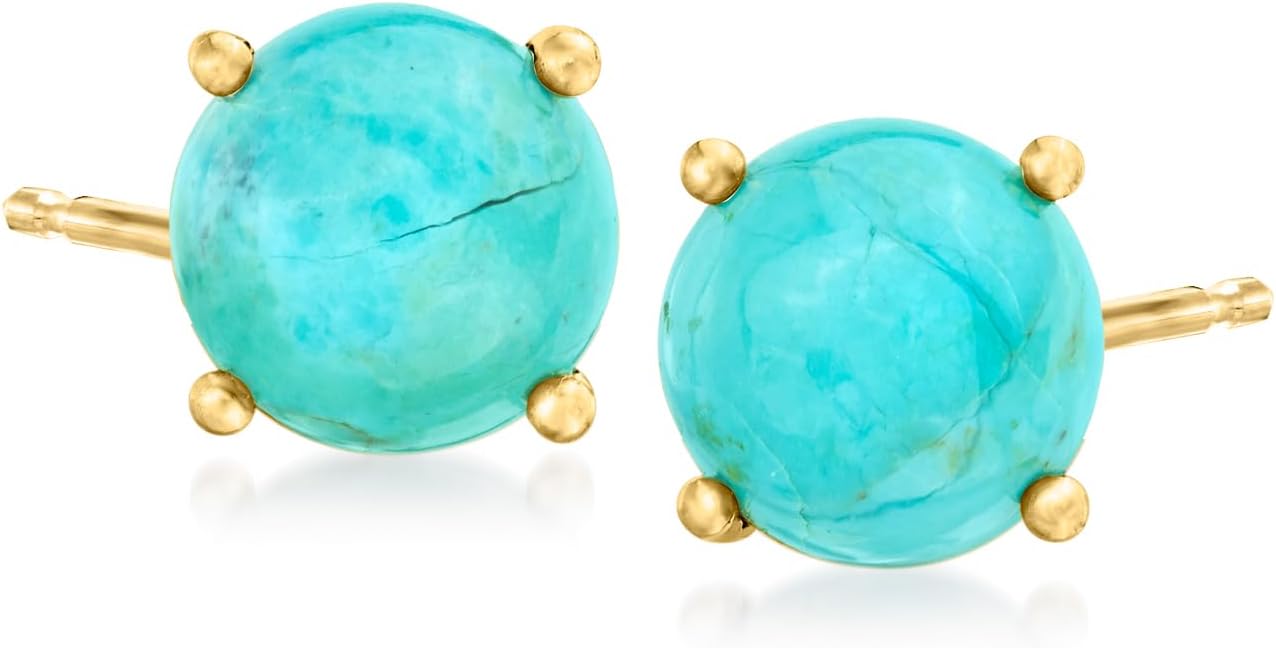 Turquoise Stud Earrings in 18kt Gold Over Sterling