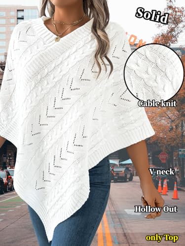 Women Knit Poncho Sweater, Irregular Hallow Out Cape Top Casual Fashion, Lightweight Knitted Shawl Wraps Fall Winter2