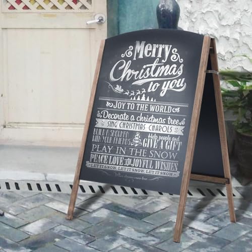 Image of TANGZON A-Board Chalkboard, Replaceable Double Sided Blackboard, Freestanding Indoor Advertising Sign Poster Board for Café Shop Pub Pavement (65 x 65 x 97cm)