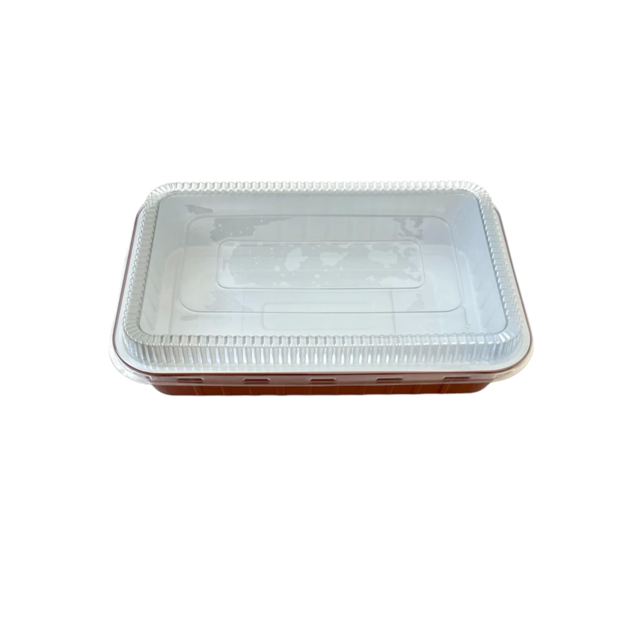 Contenitori Premium in alluminio laccati terracotta con coperchio in pet trasparente (1530cc)