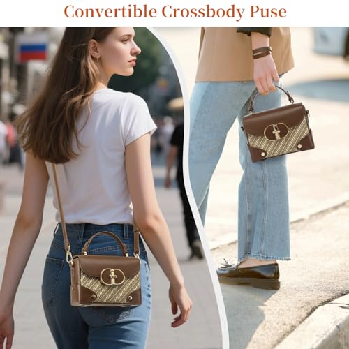 Image of Women's Recycled Leather Top Handle Tote Crossbody Work Bag