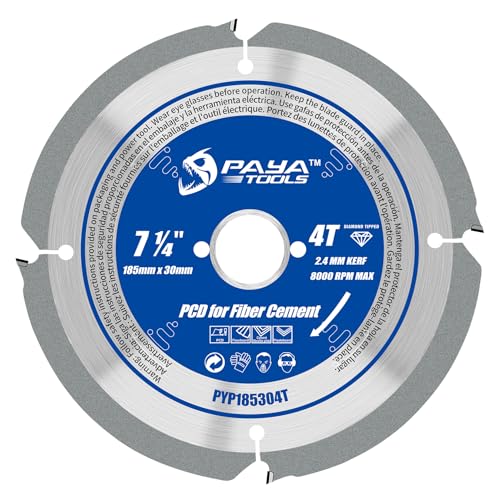 PAYA - Lama per sega circolare PCD, diametro 185 mm x 30 mm, 4 denti, per fai da te, diamante policristallino, per lastre di fibrocemento, materiali duri, ecc. PY185304T