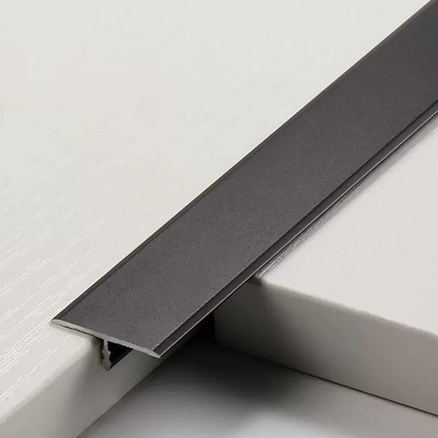 Transition Strip T Molding Floor Transition Strip, Tile to Laminate Threshold Strip, Metal Carpet Edge Trim Bar, for Interior/Doorway/Wood/Vinyl Flooring,Black