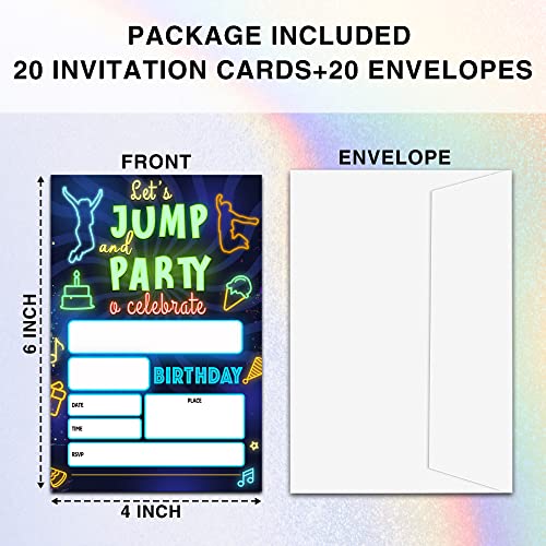 Invitaciones de cumpleaños para cama elástica ZIIUFRN con sobres de 4x6 pulgadas 2
