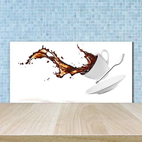 Splashback guard cuisine verre trempé 100x50 cm marron imprimé boisson