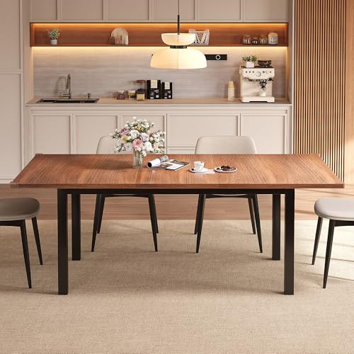 Extendable Dining Table for 4-6, 63" Modern Kitchen Table,…