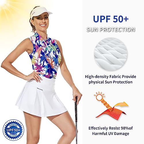 Soneven Women's Sleeveless Golf Top Floral Athletic Golf Wear Moisture Wicking Sleeveless Polo Quick Dry3