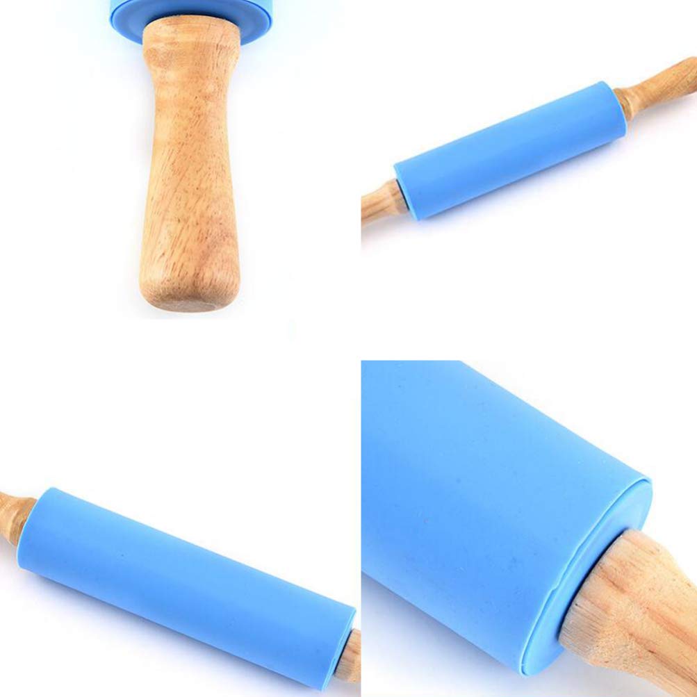 Teigroller aus Silikon zum Backen, langlebiger Teigroller mit Holzgriff, ideal für die Herstellung von Teigtaschen und Gebäck, unverzichtbares Küchenzubehör für Erwachsene