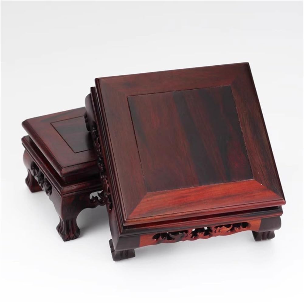 Stojak na sadzarki Kwadratowy kształt rzeźbiony bonsai stojak na kwiaty Rosewood do domowego biura Stojak na rośliny (mały)