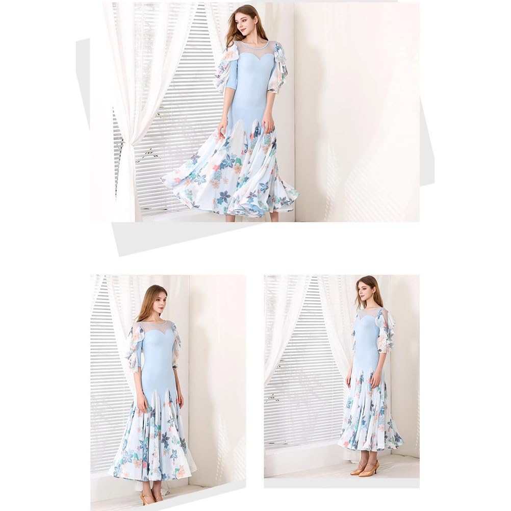 Krajowa standardowa sukienka do tańca balowego Drukowanie Tango Modern Dance Costume for Women Szelki Walc Tańczący strój Ubrania na salsę dla kobiet
