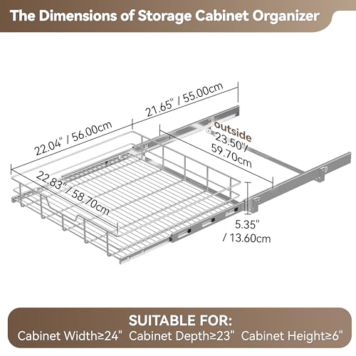 Image of Pull Out Cabinet Organizer 24 inch W X 22 inch D, Chromed, Full Slide Out Drawers