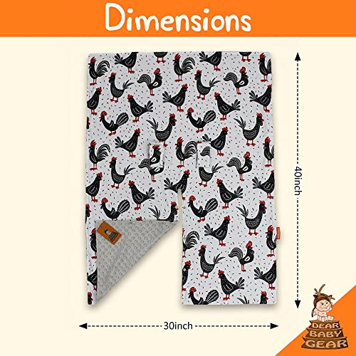 Image of Dear Baby Gear - Baby Car Seat Canopy - Infant Car Seats Covers - Carseat Canopies for Boys and Girls - Toddler Carseat Cover with Snap Opening (Black and Red Chickens /Gray Dot 40 inchx30 inch)