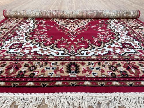 Image of TTC THREAD & TEXTURE CARPET Traditional Comfort: Power-Loomed Carpets for Living Room- Every Space Area Rug Color Red Size 7x10 Feet (210x300cm)