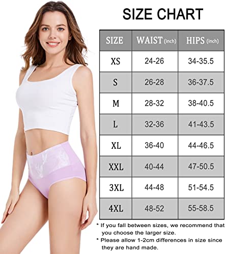 Havvis Women's Briefs Underwear Cotton High Waist Tummy Control Panties Rose Jacquard Ladies Panty Multipack (Brief 01-8 Pack - Assorted Colors, X-Large) #TOP5