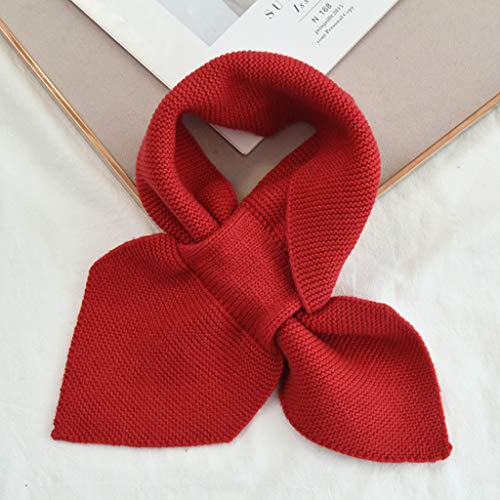 QUQUTWO Women Knitted Cross Collar Scarf Winter Warm Solid Color Loophole Neckerchief Blue2