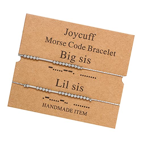 Image of JoycuFF Inspirational Morse Code Bracelets for Women Silver Beads Jewelry Encouragement Mantra Gifts for Her