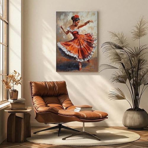 AAHAORYI Argentina Chacarera Dancer Art Print, Latin Folk Dance Wall Art Colorful Painting Poster Modern Home Decor 16x24inch(40x60cm) - Image 4