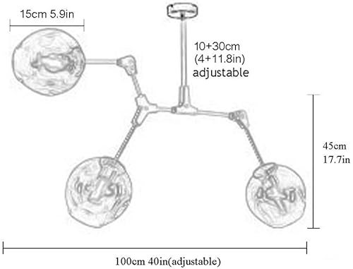 Miniatura 6 de Gold Molecule Iron Chandelier E27 Industrial Adjustable Branch Pendant Light Sputnik Ball Lampshade Chandeliers-Blue 3-Lights (Color  E Gray Size