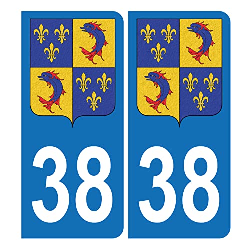 HADEXIA Autocollant Plaque d'immatriculation Voiture 38 Blason du Dauphiné
