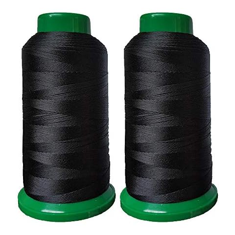 Polyester Thread Heavy Duty Bonded UV Resistant High Strength Outdoor Thread #69 T70 Size 210D/3Ply for Upholstery, Outdoor Market, Drapery, Leather, Beading, Crafts, 3000Yards Pack of 2 (Black) Cover
