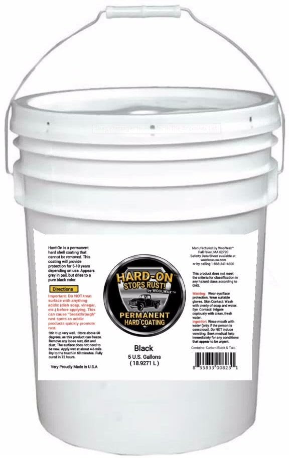 HARD-ON by woolwax™ 5 Gallon Pail Auto Truck Undercoating Permanent Black Water Based Corrosion Inhibitor Coating One Time Application Non-Rubber Stops Rust Chip Guard Sound Deadener Solvent Free