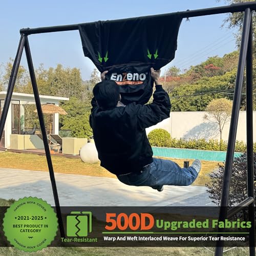 Enzeno Garden Furniture Cover With Air Vent,Waterproof Outdoor Patio rattan Table Chair Set Cover,New Upgrade 500D Heavy Duty Oxford cloth,Windproof,Cube/Square 200 x 200 x 90cm - Image 2