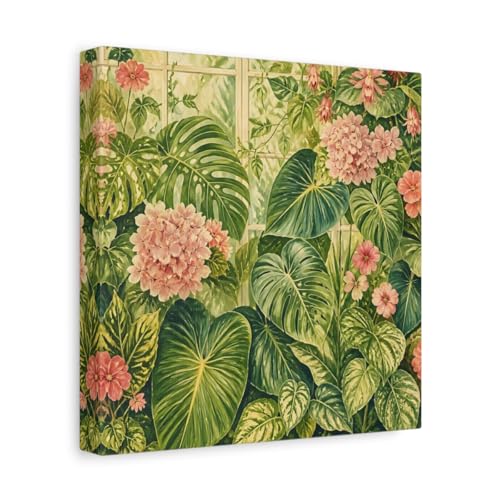 Toile florale tropicale 25x25 pour habiller un mur vide au-dessus du canapé