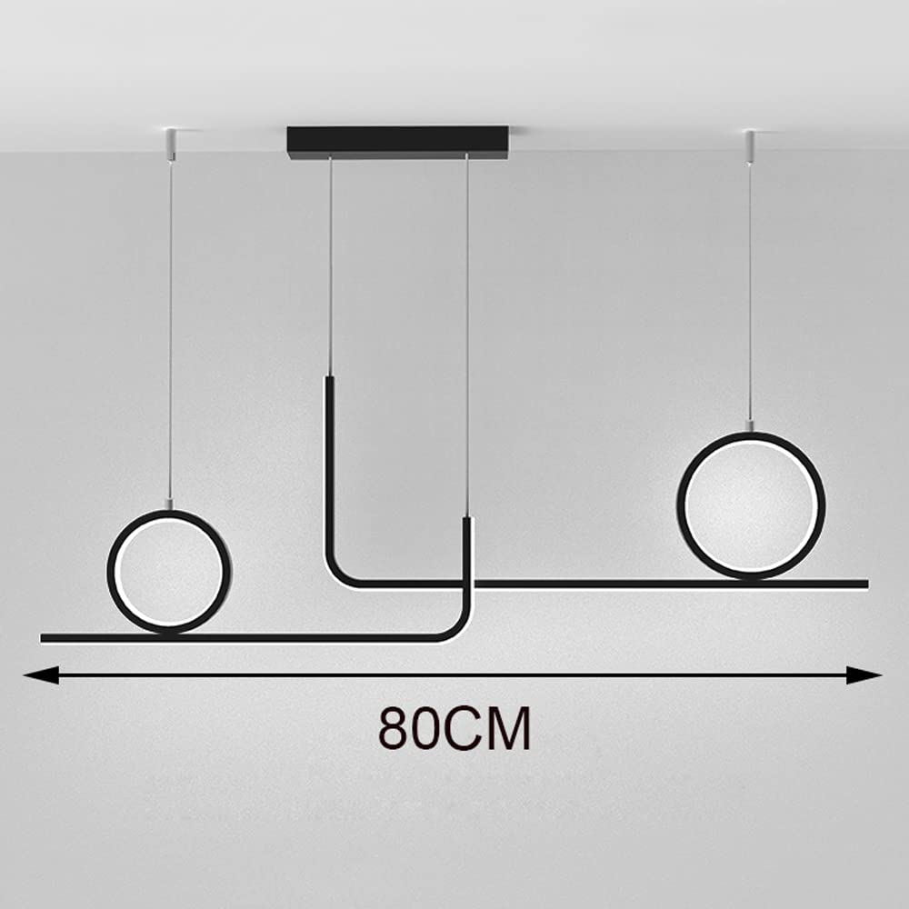Lámparas colgantes largas de metal con kit de decoración de anillo, lámpara colgante de comedor lineal simple, luz de ambiente LED moderna de 39 W, luces de suspensión de techo de isla de cocina de ti
