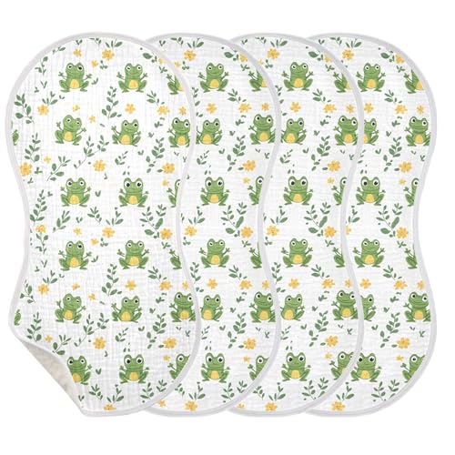Cute Frog and Grass Baby Burp Cloths, Cotton Soft Absorbent Burp Cloth, Baby Bib Cloths Spit Up Rags for Newborn Boys Girls, 2 Pack, 22”x11”3