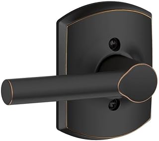 Broadway Lever with Greenwich Trim Non-Turning Lock, Aged Bronze (F170 BRW 716 GRW)