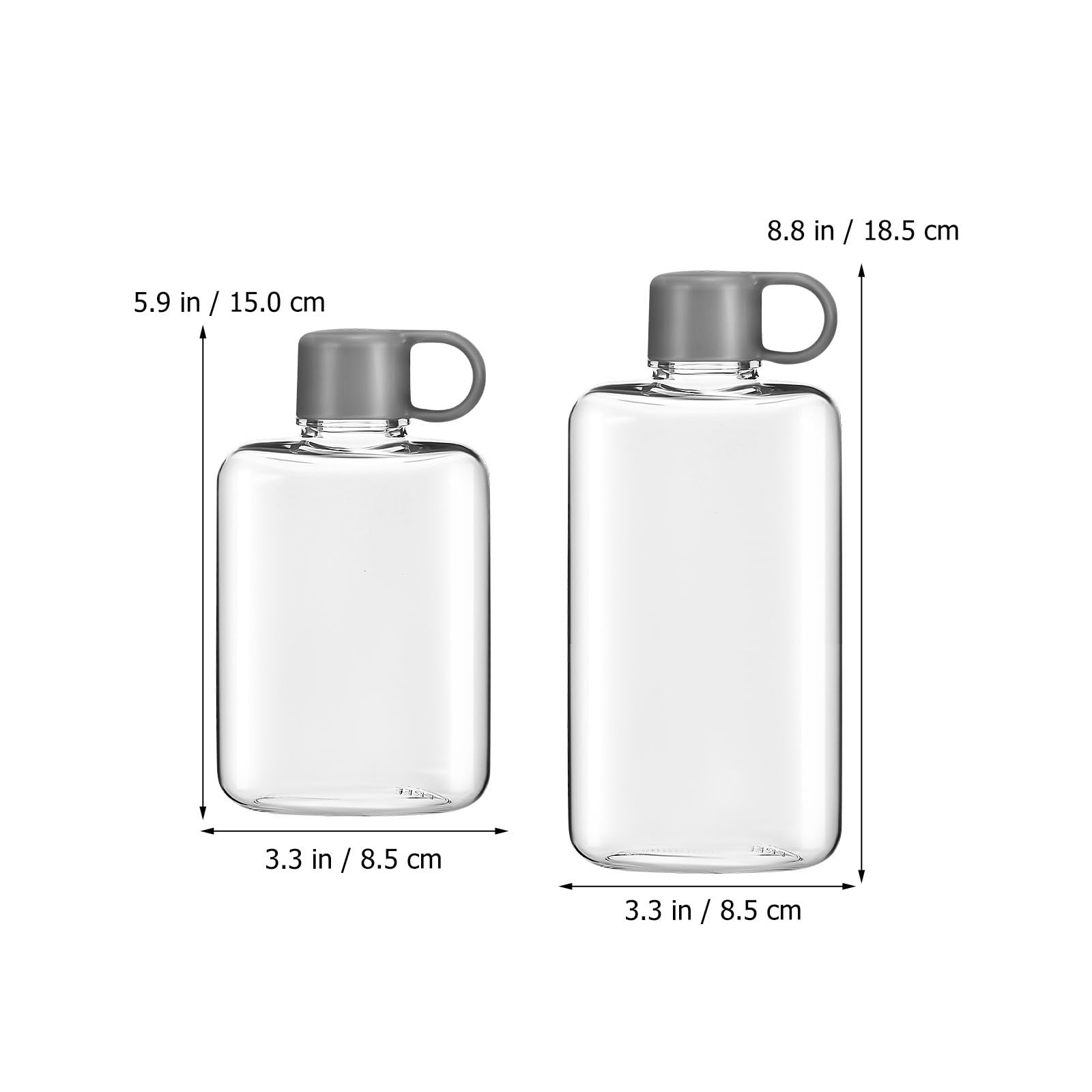 Flache Wasserflasche für Unterwegs 2 Stück Tritan, Leicht und Tragbar | Durchsichtige Reiseflaschen mit Großem Fassungsvermögen, Auslaufsicheres Design, für Outdoor Aktivitäten