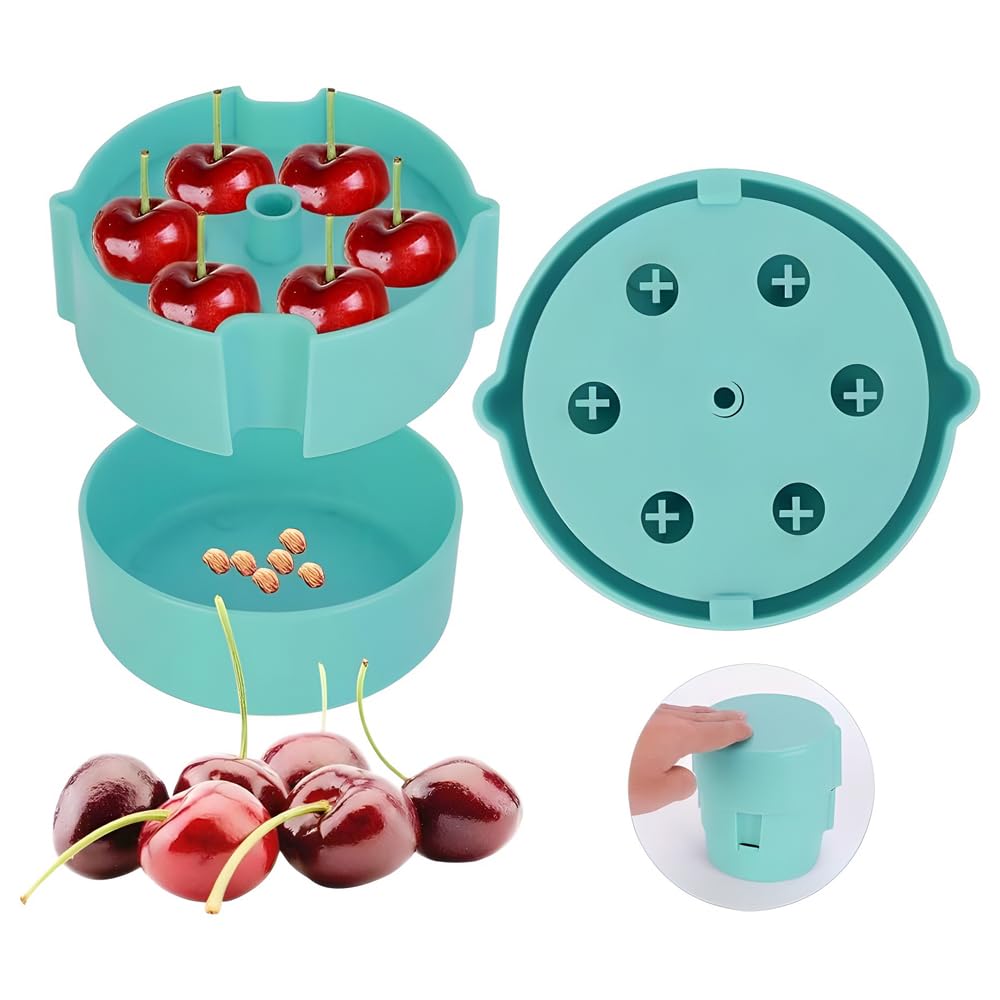 Snocciolatore Ciliegie a Stantuffo con 6 Fori Singoli Portatile in Plastica Alimentare Completamente Smontabile Utensile da Cucina per Preparare Marmellata di Ciliegie