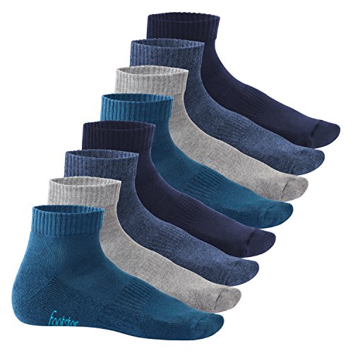 Footstar Damen & Herren Kurzschaft Socken mit Frottee-Sohle (8 Paar) - Sneak it! - Jeanstöne 43-46