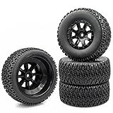 Aimrock 1/10 Glued 12mm Hex Short Course SC Trucks Wheels and Tires Combo, OD 4.3'' for Slash 2WD 4WD Redcat Blackout Losi Tenacity Off-Road Car, Set of 4