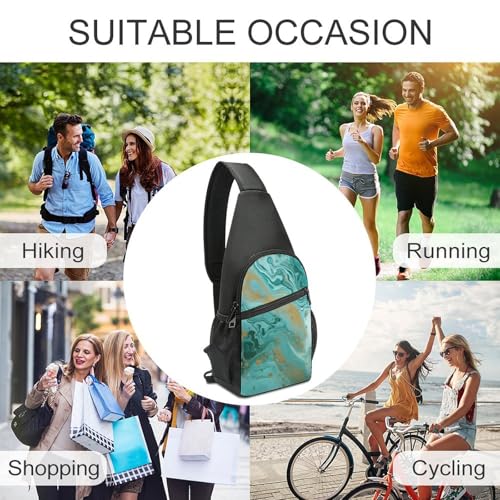 Bolso cruzado sling azul y dorado para viajes miniatura 6