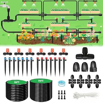 14 Best Drip Irrigation Kits to Make Your Garden Thrive in 2026 9 125FT Drip Irrigation System with Adjustable Emitters for Garden and Greenhouse