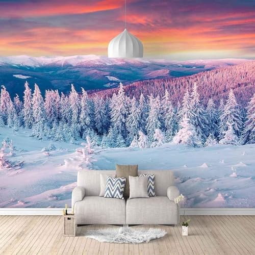 Tzxztt Cielo Etéreo Picos Bosque Paisaje Nevado Papel Pintado 3D Seda Texturizada Primera Calidad Neutros Material Ideal Para SalóN Dormitorio-200cm×140cm
