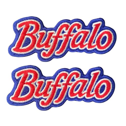 B-Sheep 2 PCS Buffalo Word Lettering Football Patch Embroidered Iron On Patches for Decorate Craft Clothes