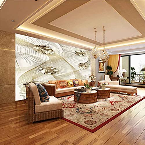 Papier peint 3D feuilles de ligne d'or autocollant chambre 150x105 - 6