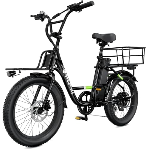 isinwheel U7 Electric Bike, 20"×3.0 Fat Tire Step-Thru Electric Bicycle, 80KM Range & 32KM/H Top Speed, 48V 10.4h Removable Battery, 7 Speed, LCD Display, 500W Commuting Ebike for Adults Bla