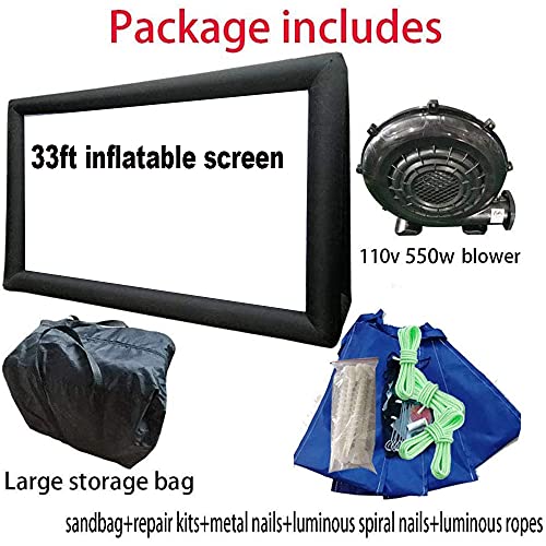Fitnessandfun 33' Huge Inflatable Movie Screen Outdoor Incl Blower - Seamless Front And Rear Projection - Portable Blow Up Projector Screen For Churches, Grand Parties, Backyard Pool Fun(33 Feet) #TOP2