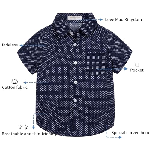 Image of Mud Kingdom Little Boys Dress Shirts Short Sleeve Cute Summer